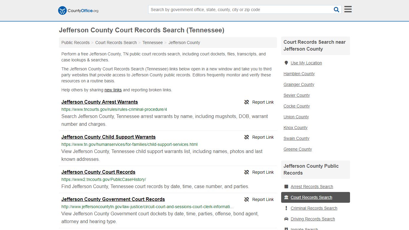 Jefferson County Court Records Search (Tennessee) - County Office